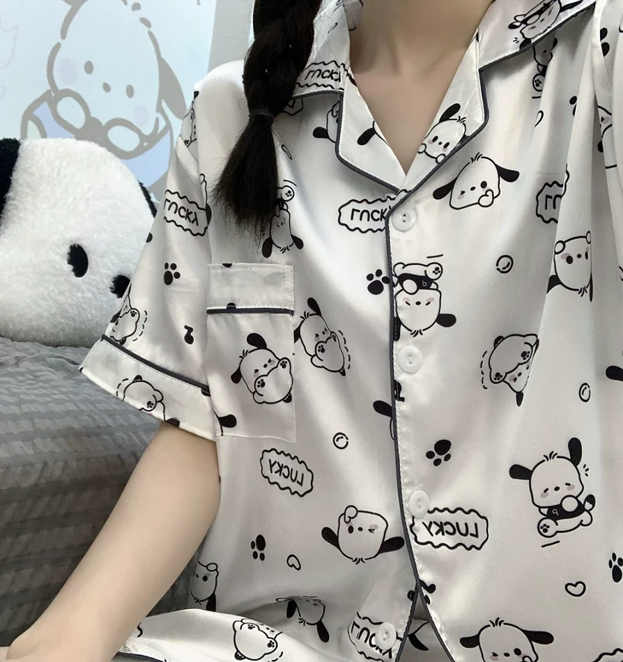 冰丝睡衣女款夏季套装2025仿真丝可外穿夏天女士薄款短袖居家居服