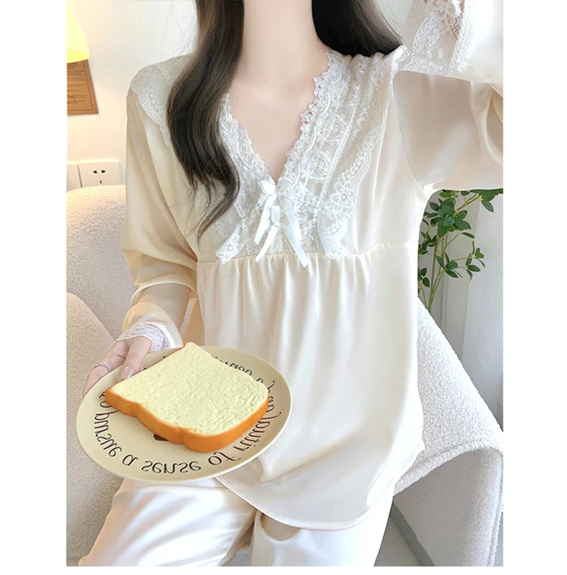 冰丝睡衣女款春秋季爆款2025新款冰雪丝薄款长袖长裤居家居服套装