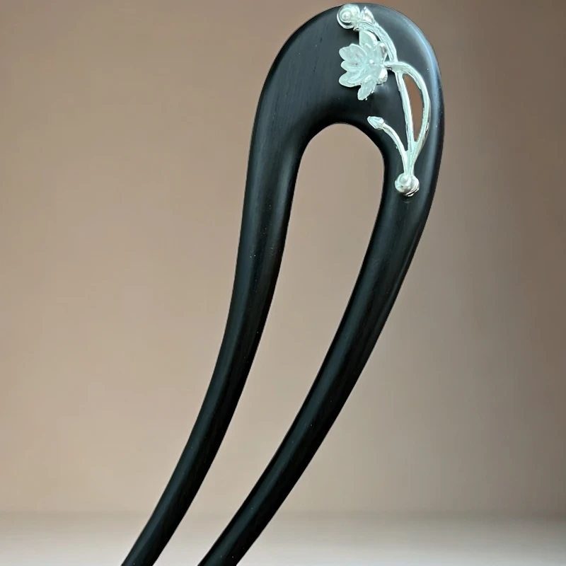 645号【黑檀木】发簪 U型发簪日常百搭款头饰发饰檀木簪汉服旗袍