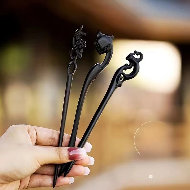 180侣彤精雕刻檀木簪国风发簪盘发簪古风簪子