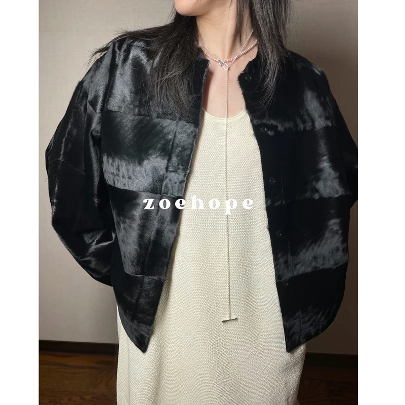 Zoehope 鼎奢级溜子皮小湖羊胎羊皮毛一体简约短款皮草外套女24年