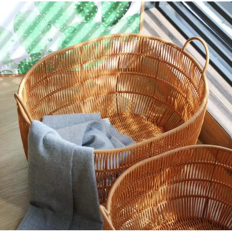 A305圆形旦型酒店民宿脏衣篓大容量防水框纯手工编织大号50*40*40