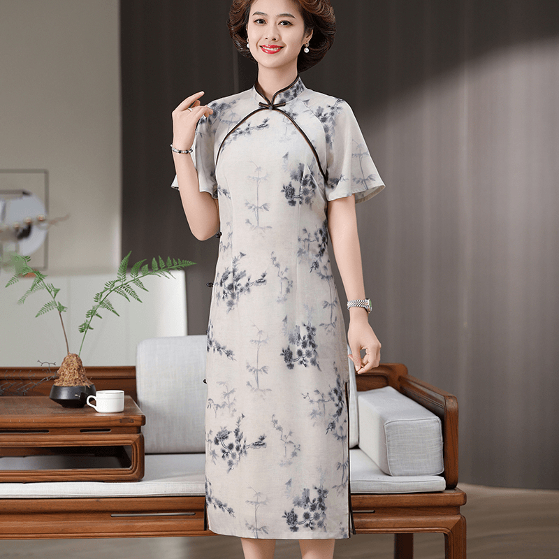 妈妈装夏装旗袍裙女装2024新款显瘦气质复古日常中国风中式连衣裙