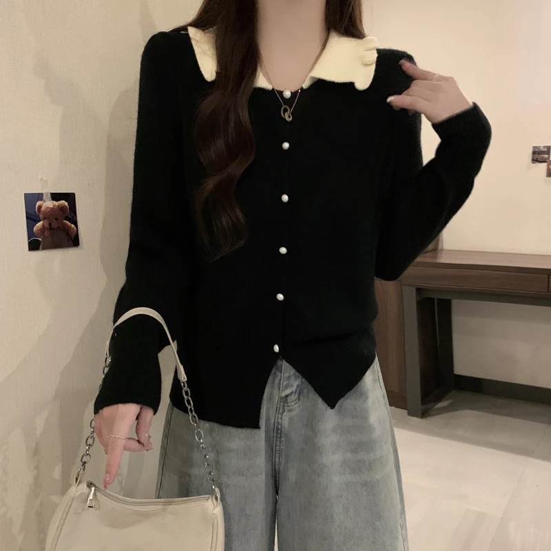 奢姿大码女装2024冬季娃娃领减龄百搭针织衫胖妹妹小众韩版打底