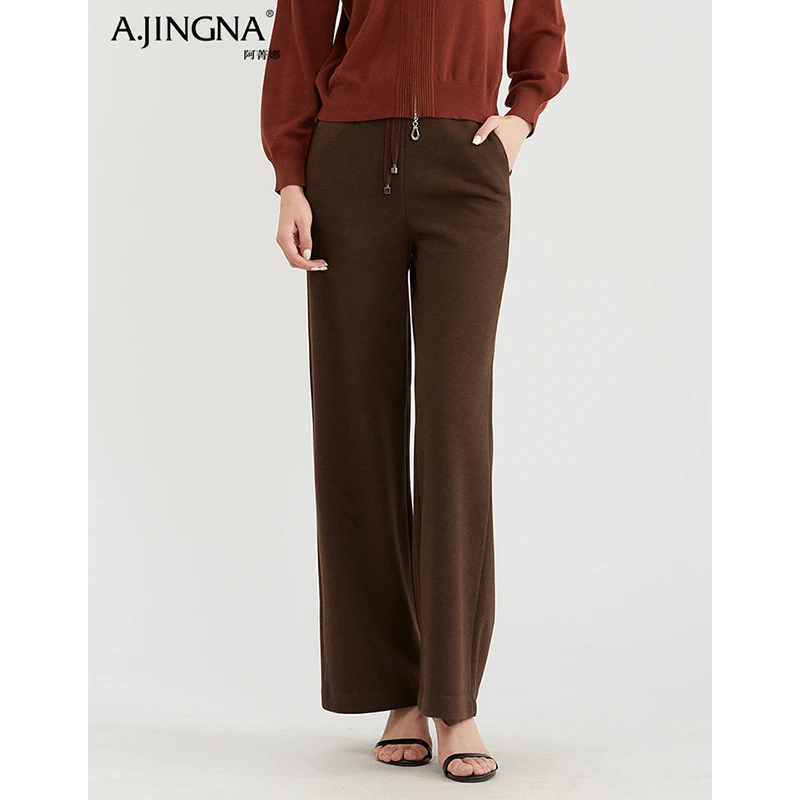 A.JINGNA/阿菁娜秋冬挺括版型百搭高腰直筒裤