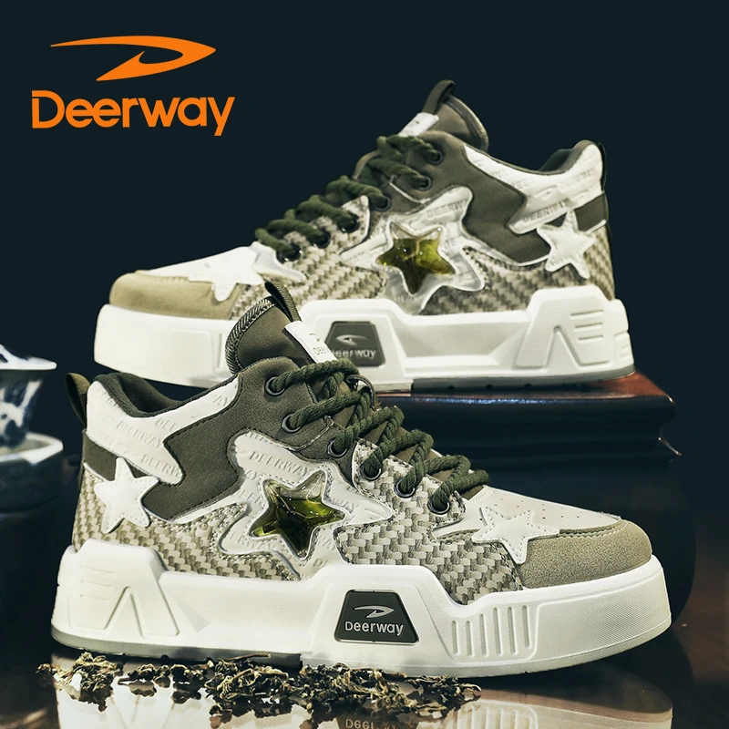 Deerway/德尔惠奶油面包星星鞋增高百搭国朝时尚保暖休闲运动板鞋