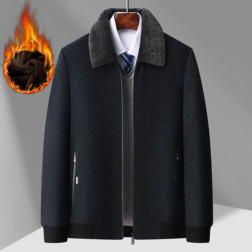 爸爸款秋冬新款加绒加厚雪尼尔外套冬季五六十岁父亲夹克保暖防寒
