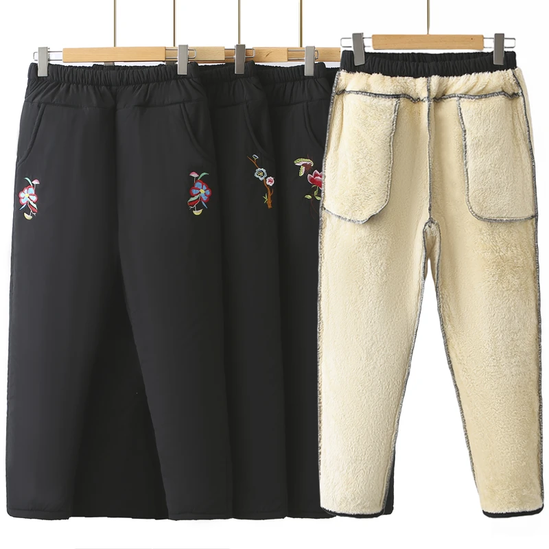 中老年裤子加绒女妈妈2024新款棉裤奶奶外穿加厚老人冬季宽松长裤