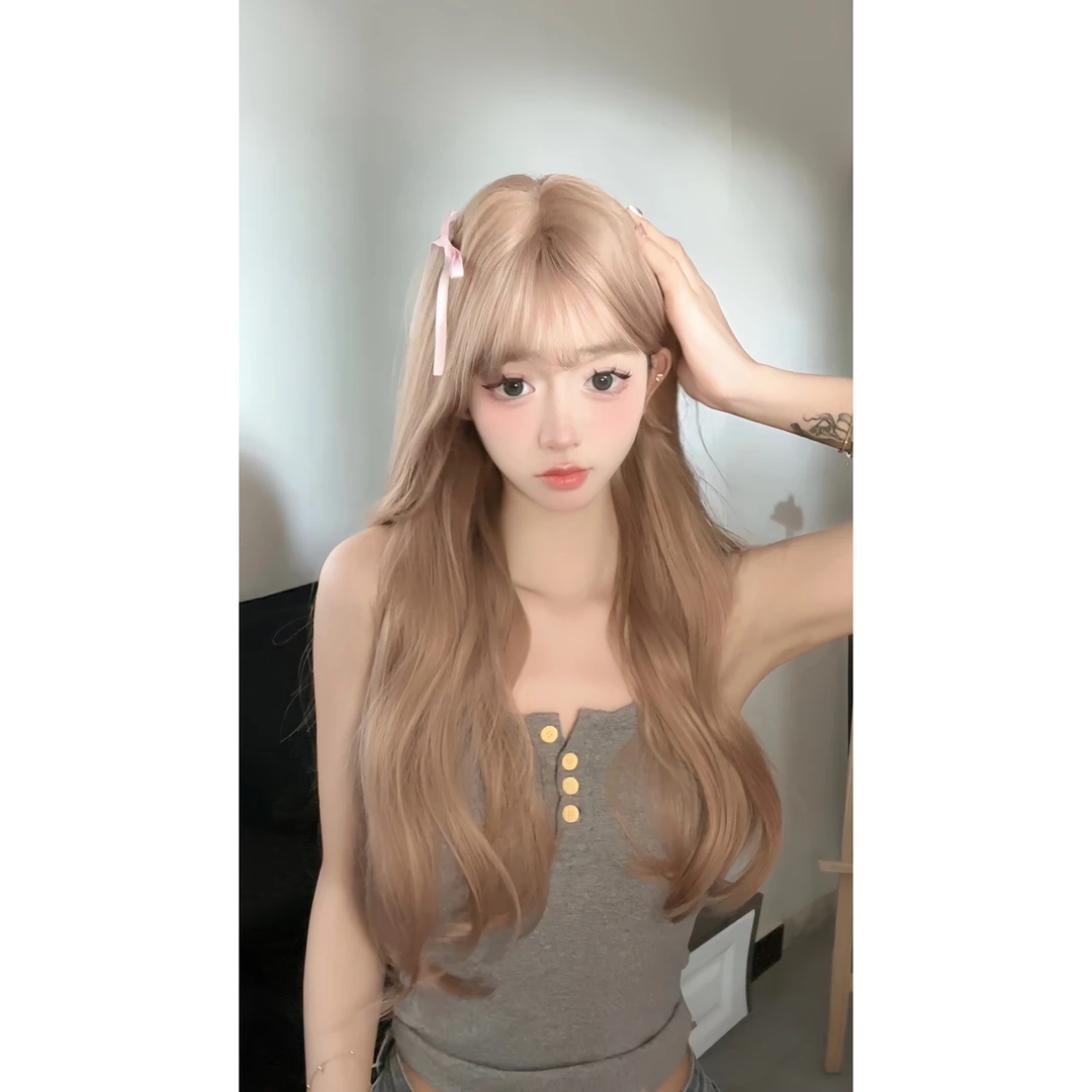 小美专属【心动恋人】假发女刘海大波浪奶茶金仿真头皮逼真减龄