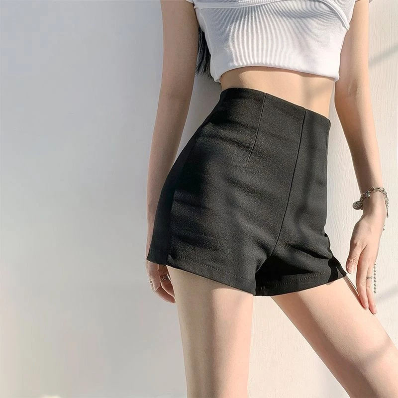 2024新款黑色弹力短裤女秋冬阔腿外穿打底高腰A字修身显瘦靴裤潮