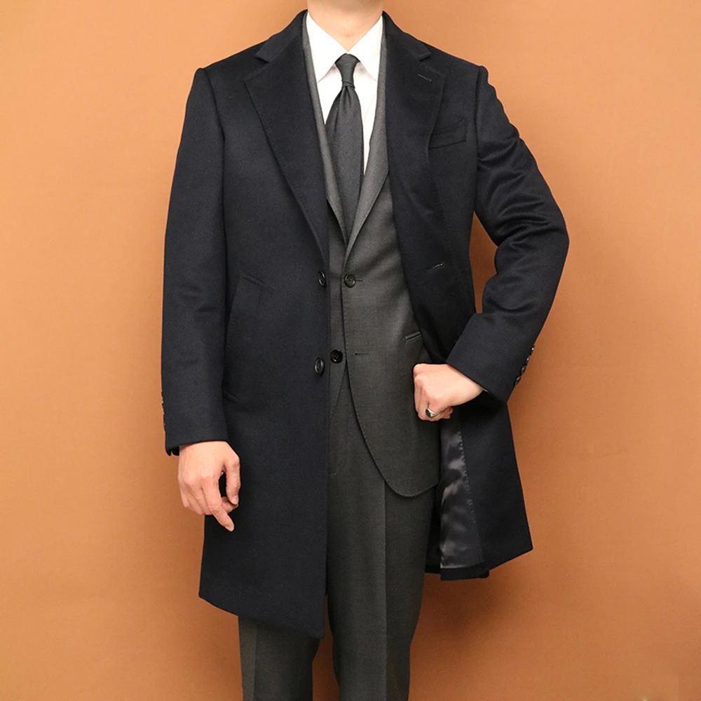 意大利进口羊绒羊毛混纺单排扣柴斯特大衣中长款秋冬男士商务大衣