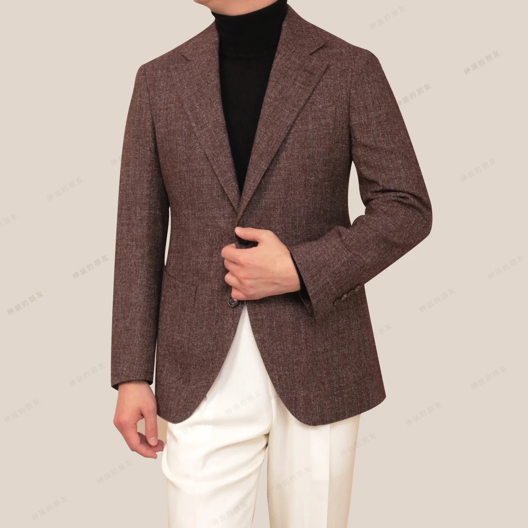 【意大利Bottoli面料】栗色纯羊毛休闲单西高级西装绅装