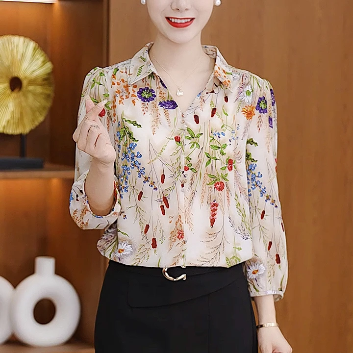 707-2024年夏季新款衬衫修身显瘦七分袖女款小衫上衣