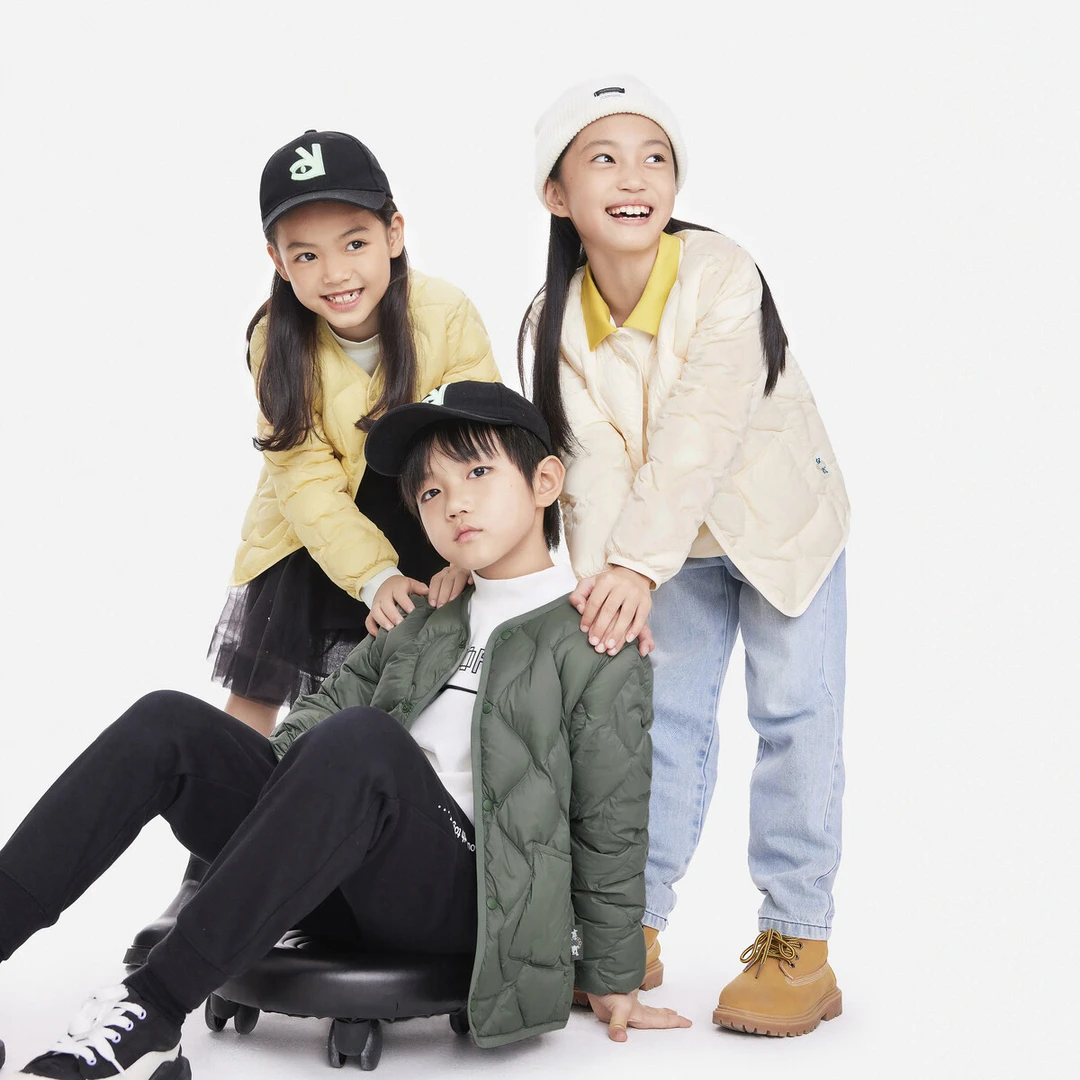 【亲子系列】安奈儿羽绒服鸭绒无帽轻薄内搭新款男女童装 EM345102
