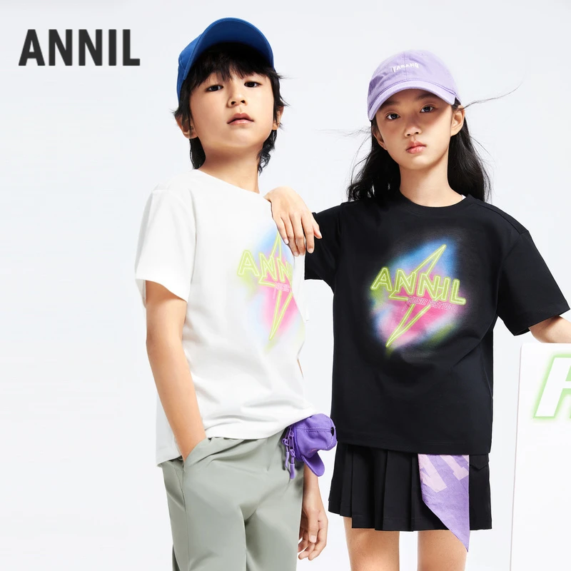 【精选福利】男女童圆领短袖针织衫24年夏季新款安奈儿童装EM421104