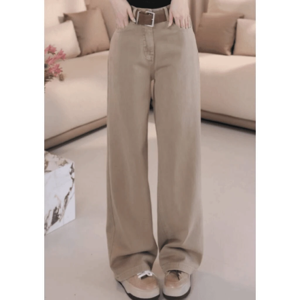 【主推神裤】B8131秋季新款韩版通勤高腰水洗直筒牛仔裤配腰带