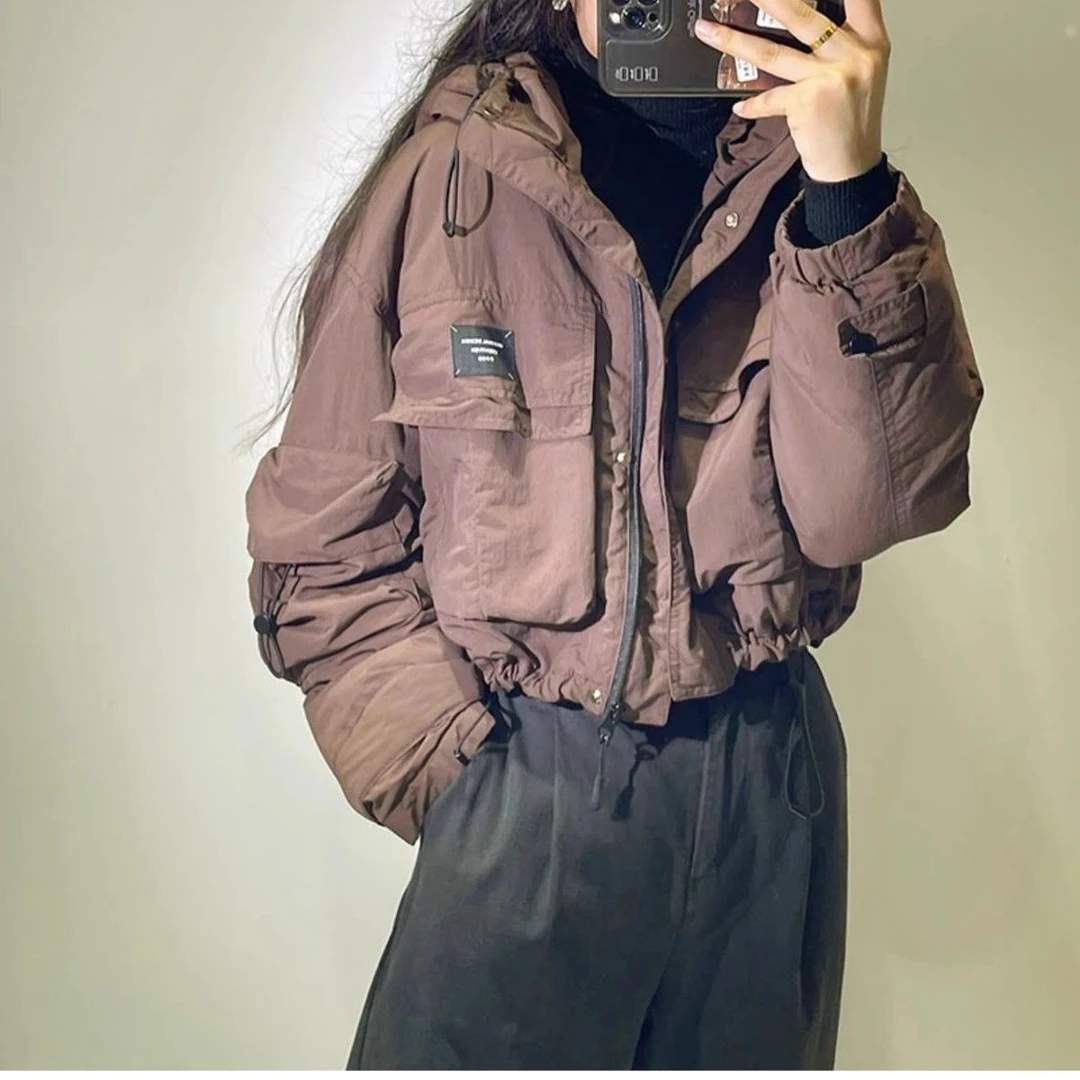 2023秋冬新款短款正品白鸭绒羽绒服女轻奢连帽时尚外套外套上衣潮