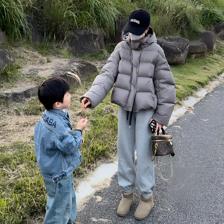 短款泡芙龟背连帽外套女冬季保暖新款2024爆款加厚保暖面包服上衣