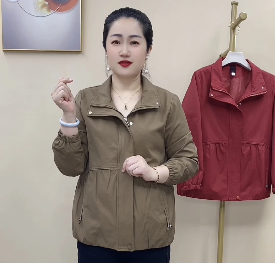 2024秋季新款时尚洋气休闲百搭宽松显瘦妈妈装秋装外套2011款
