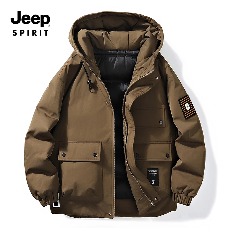 JEEP吉普工装羽绒服男款冬季潮牌加厚保暖抗寒情侣户外登山服外套
