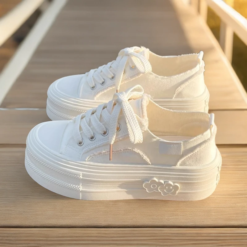 厚底帆布鞋女2024夏季新款小白鞋小众原创百搭奶fufu休闲板鞋鞋子