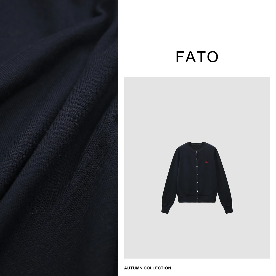 【郑买买】绵羊毛刺绣开衫 圆领显瘦印花针织开衫 CC40706M4