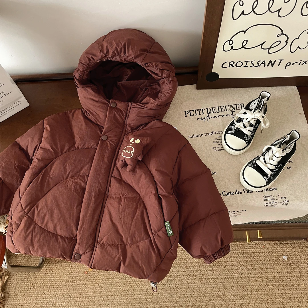 【断码清仓】DW245919冬季新款儿童羽绒服连帽外套90白鸭绒保暖防寒