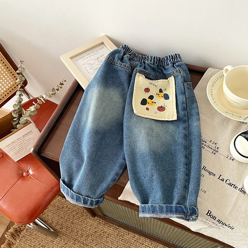 【断码清仓】QK245605春秋儿童牛仔裤男童休闲裤子百搭