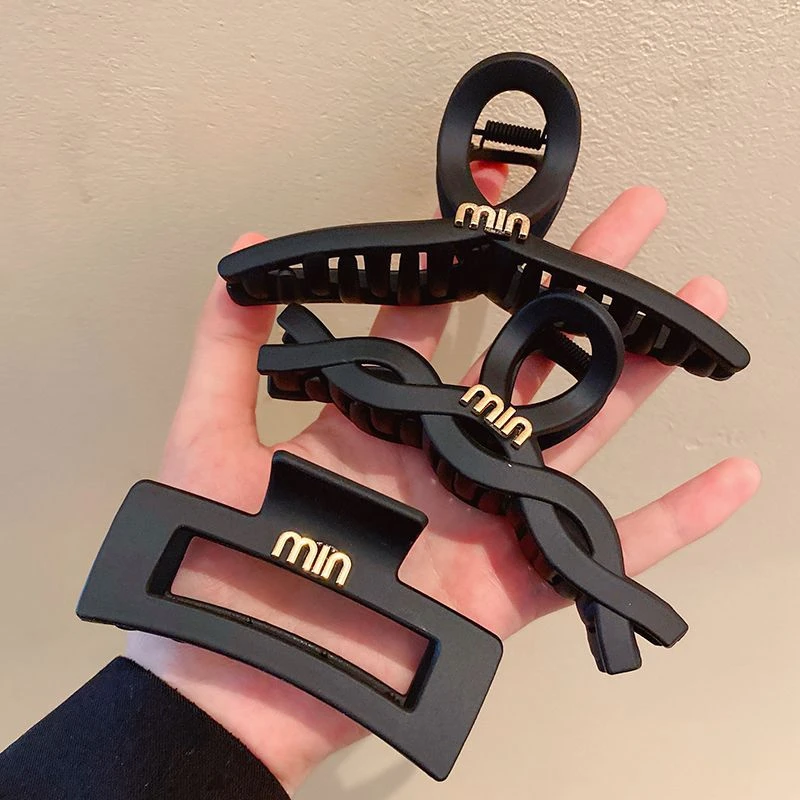 非金属亚克力发饰 高级感黑色磨砂发夹发量多抓夹女鲨鱼夹头饰