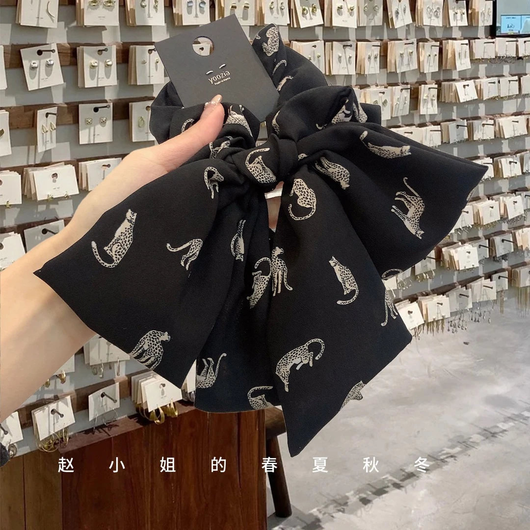 韩国头饰网红高级2023新款饰品黑色发绳头绳小碎花蝴蝶结发饰发带