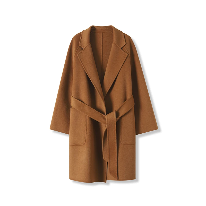 L12-【软黄金&10羊绒】LB轻奢浴袍中长款2024新款气质洋气毛呢大衣