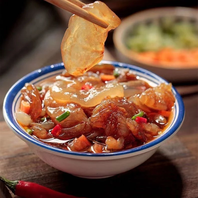 新鲜天然腌制海蜇头开袋凉拌即食开胃下饭爽脆无沙（500克/包）脆嫩