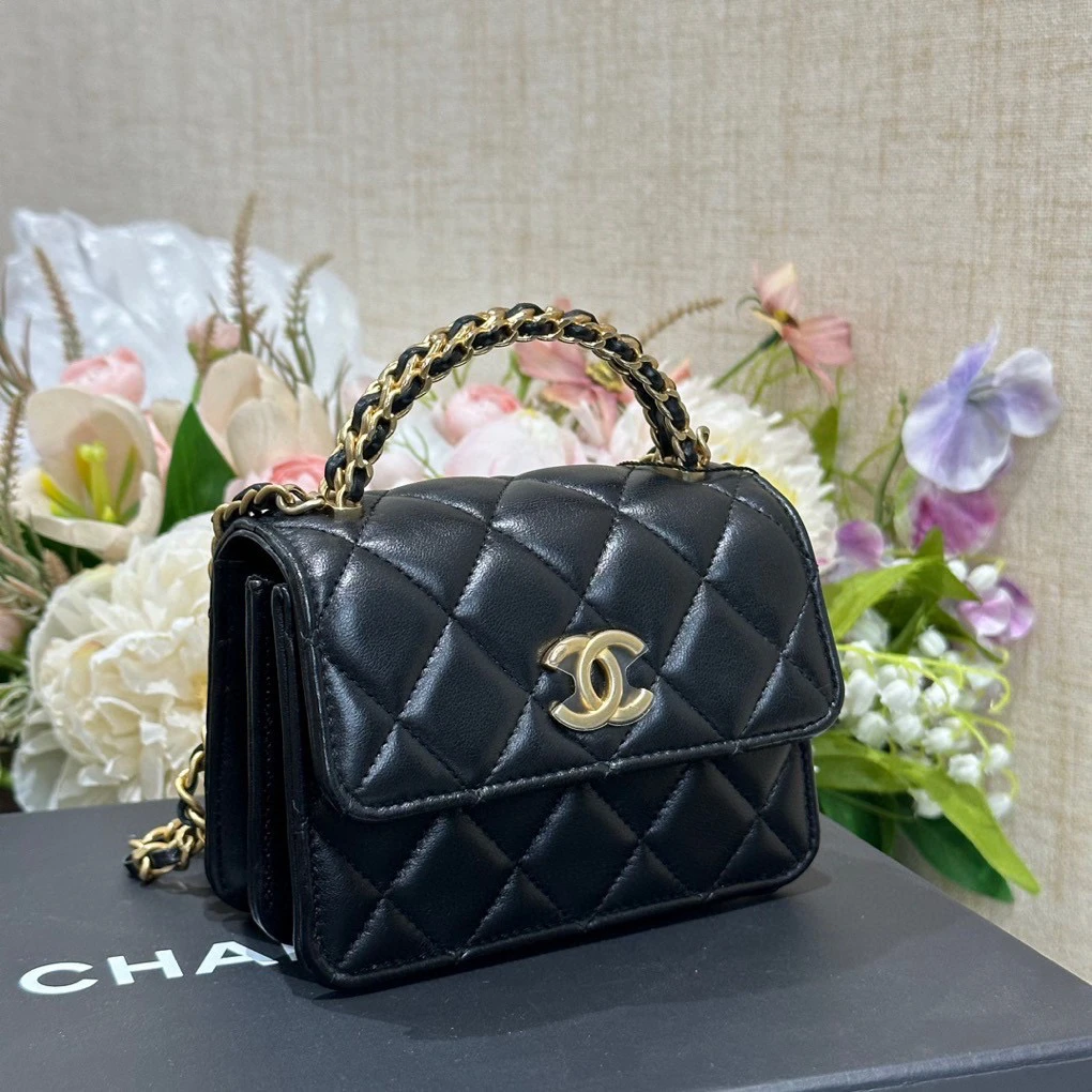 99新 Chanel/香奈儿 黑金mini风琴包