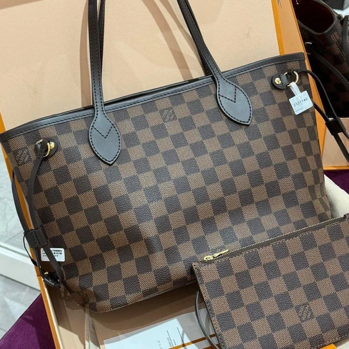 全新未使用 LouisVuitton/路易威登 棕棋盘格neverfull小包
