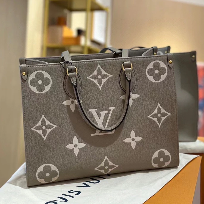 95新 LouisVuitton/路易威登 232863大象灰on the go中号手提包芯