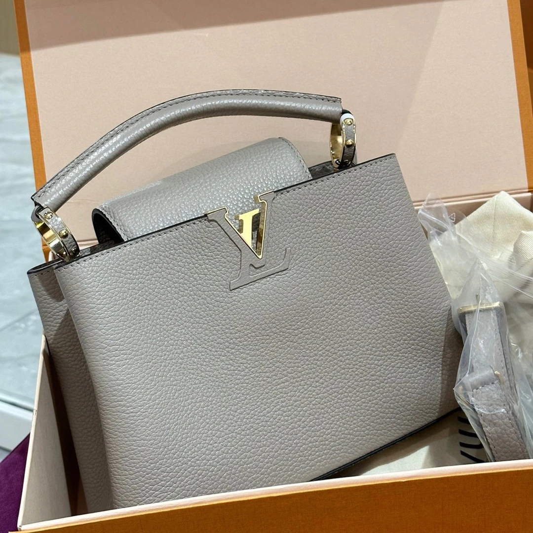 99新 LouisVuitton/路易威登 2410378 大象灰cap金扣BB斜挎包芯
