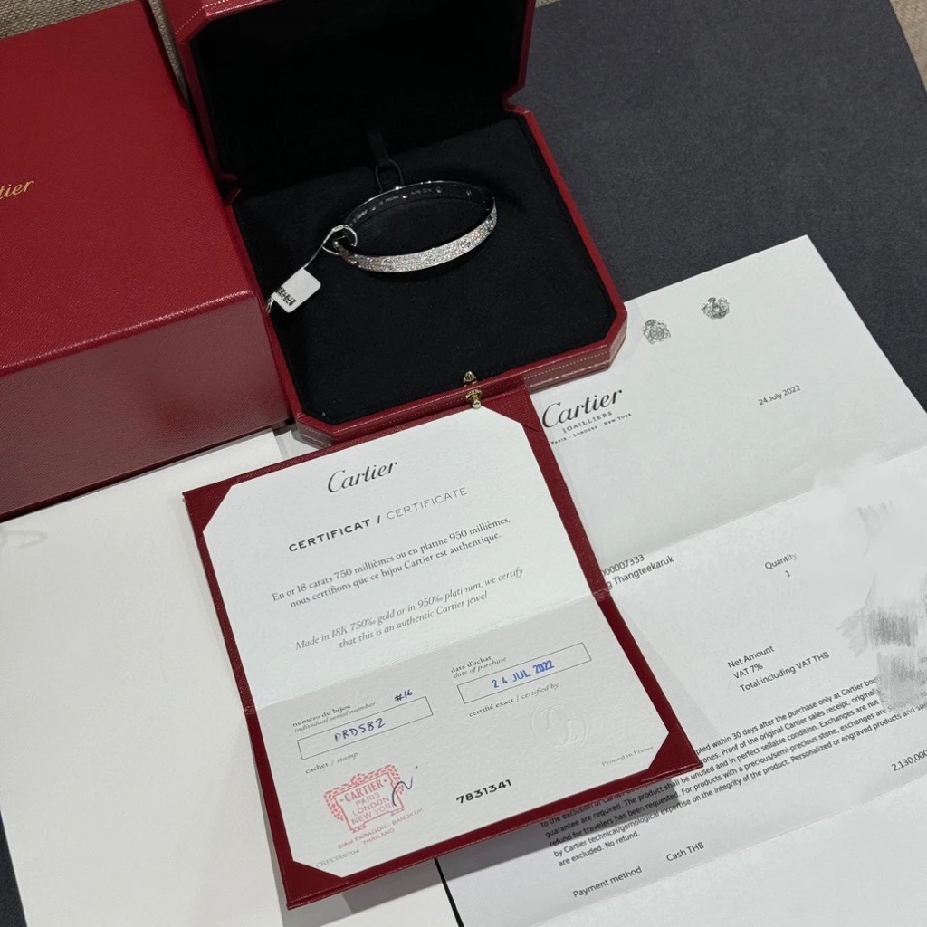 全新未使用 Cartier/卡地亚 白金爆钻满天星love手镯 16号