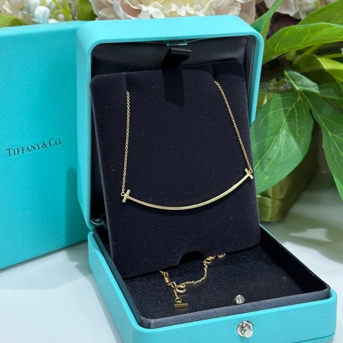 全新未使用 Tiffany & Co./蒂芙尼 货号2411386 黄金大号笑脸项链