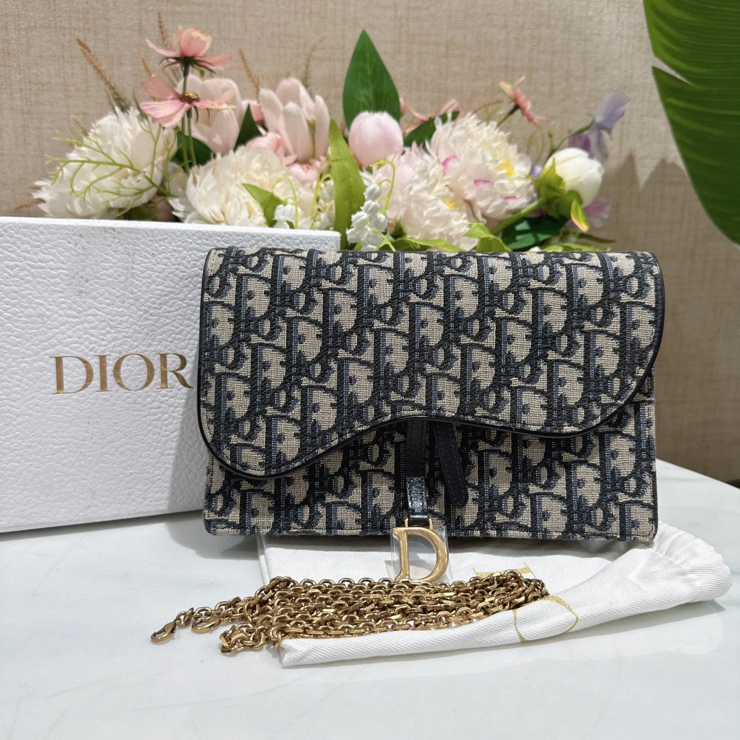 99新 Dior/迪奥 235675老花马鞍woc斜挎包