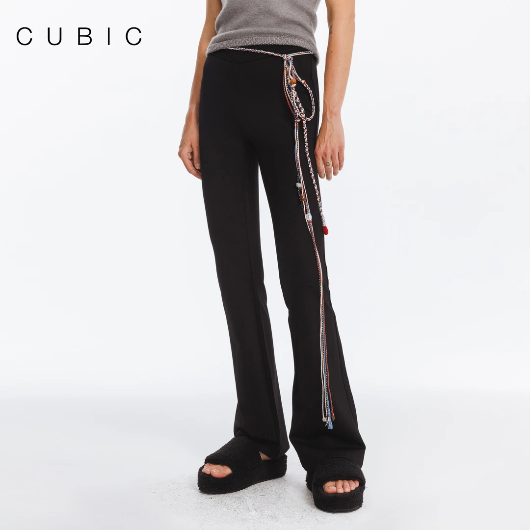 CUBIC 牛津街区 高腰微喇高弹显瘦休闲长裤