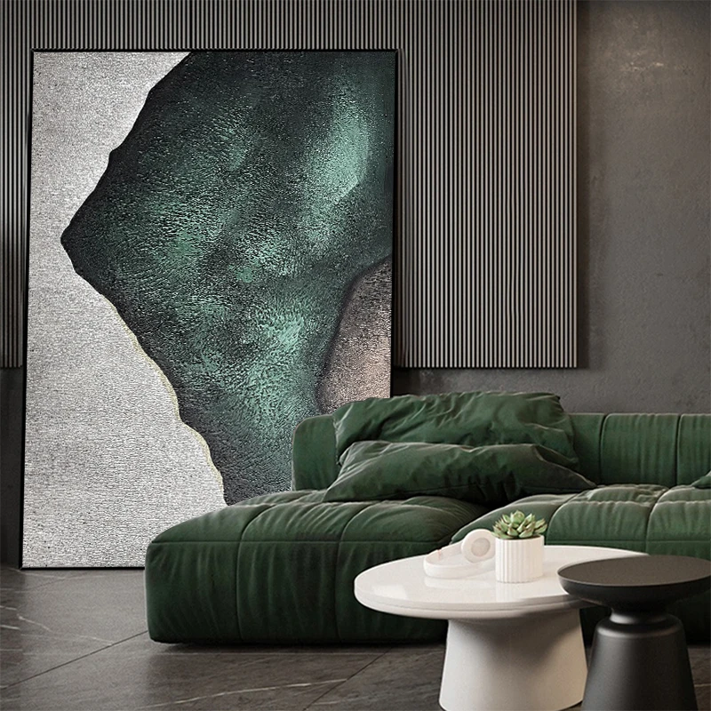 手绘油画《青云石上》客厅沙发背景墙装饰画玄关挂画肌理立体画