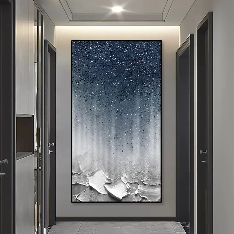 手绘油画《星海》玄关挂画竖版客厅背景墙装饰画肌理抽象壁画轻奢画