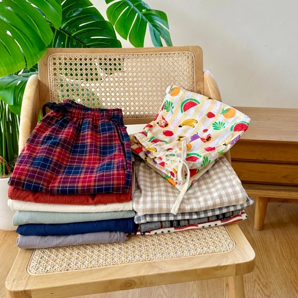 春夏全棉长裤水洗棉有口袋可外穿休闲裤纯棉家居裤宽松夏季薄款