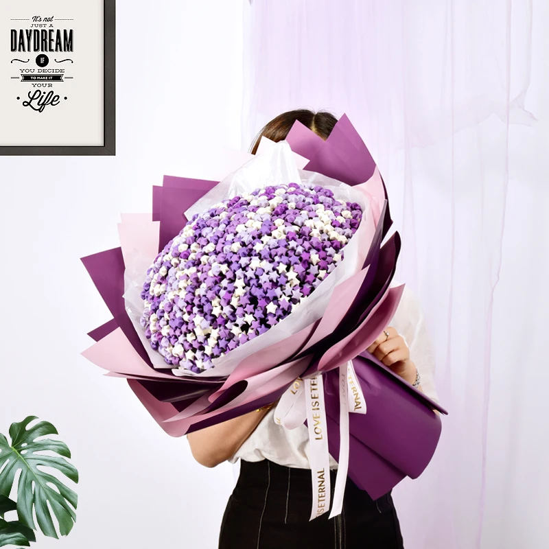 折纸手工星星花束DIY材料满天星成品送男女朋友闺蜜生日情人礼物