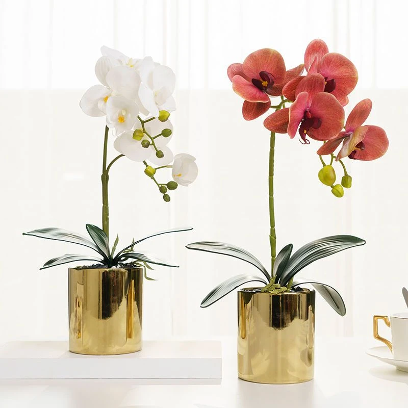 蝴蝶兰仿真花假花花束装饰客厅摆件餐桌家居饰品花瓶插花盆栽摆设