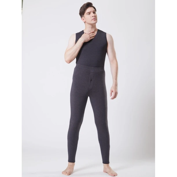 【岳姐姐】冬季男士羊毛蚕丝厚款保暖棉裤内穿修身打底31516B