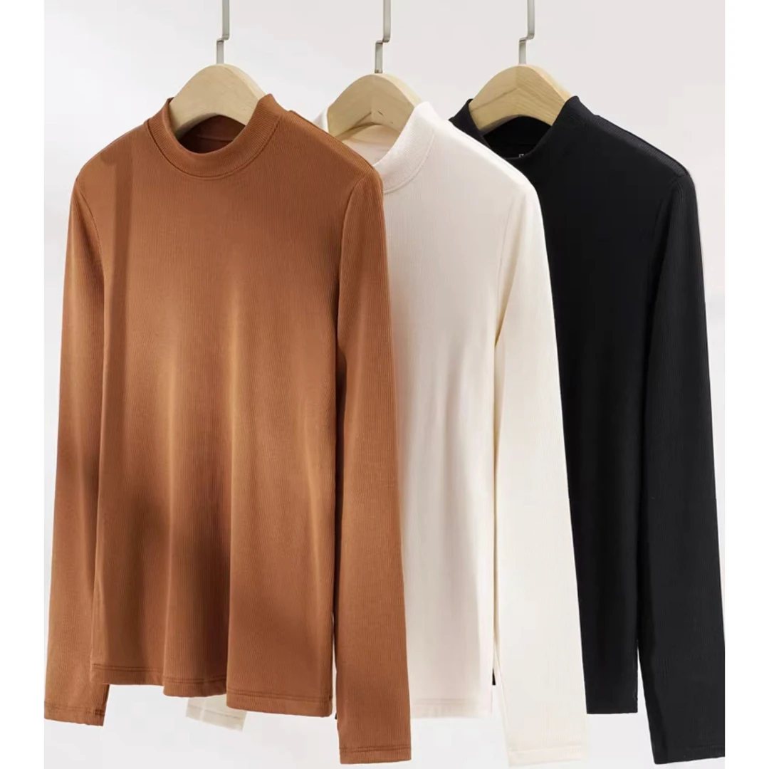 【岳姐姐专属】秋冬半高领蛋白长袖简约百搭修身打底上衣女6637