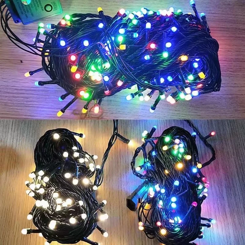 20米黑线串串灯自带电源和插头可串联