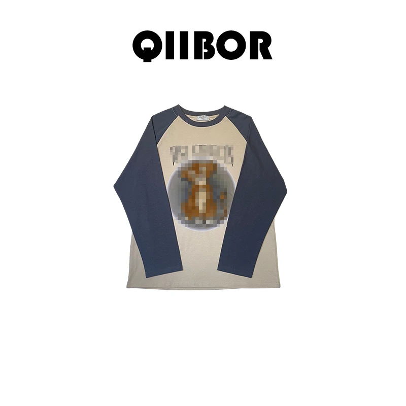 潮牌/狮子王 幂幂私服插肩袖毛绒刺绣撞色上衣 199366