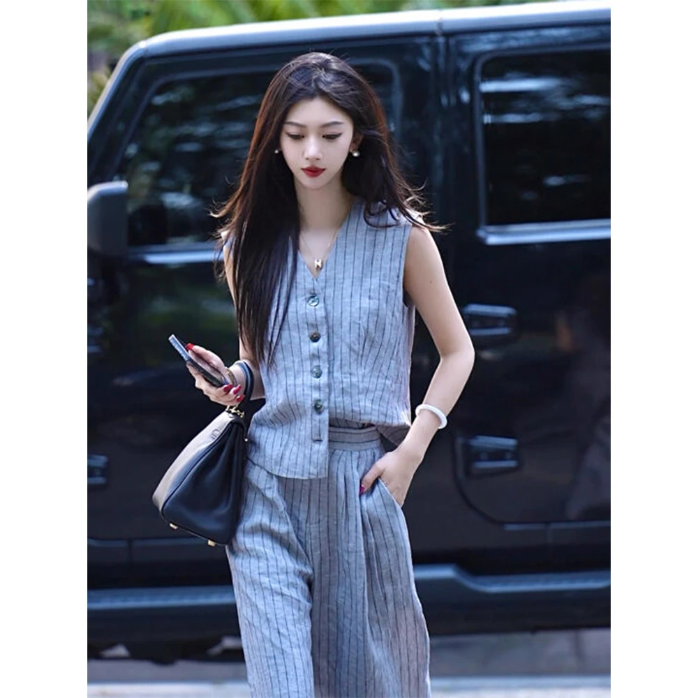 气质穿搭一整套炸街减龄时尚高端小香风休闲马甲套装女装夏装383